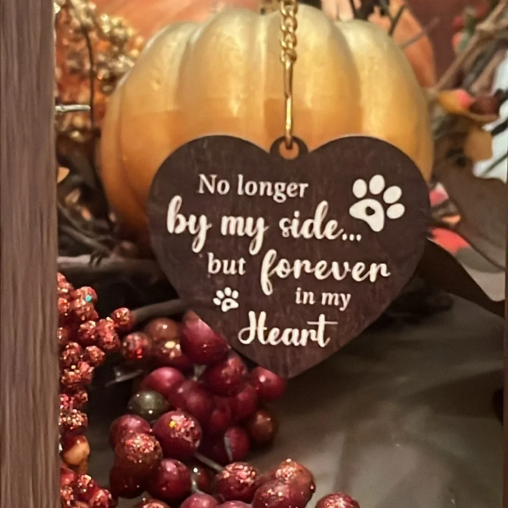 Brand New Pet Memorial Picture Frame Dog Cat Loss Rotating Wooden Photo Holder